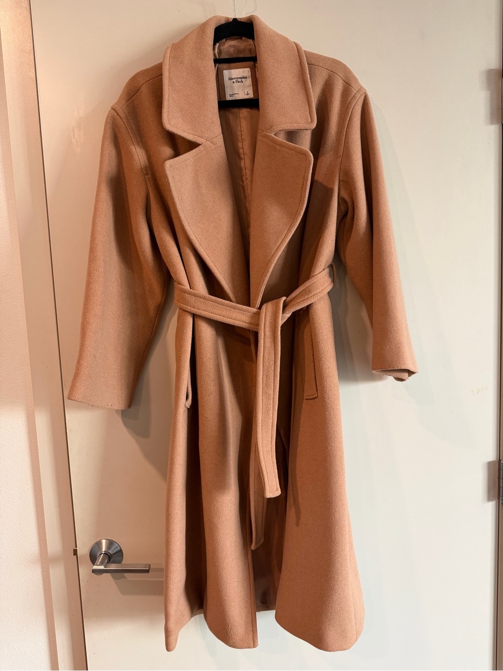 Abercrombie & Fitch Classic Tie-Waist Camel Coat - Women
